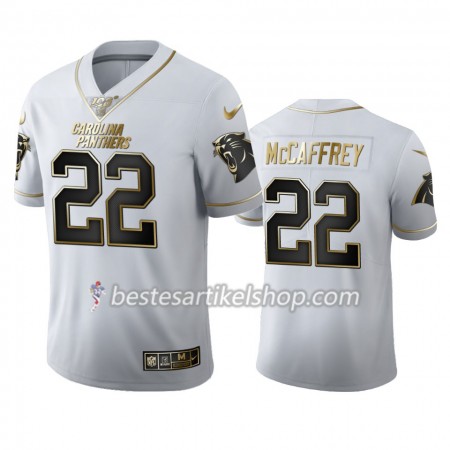 Herren Carolina Panthers Trikot Christian McCaffrey 22 Nike Weiß Golden Edition 100th